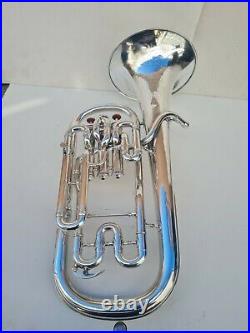 C. G CONN Eb ALTO HORN SILVER PLATE WITH YAMAHA MOUTH PIECE