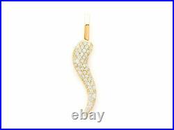 1.20 Ct Diamond Italian Horn Amulet Pendant With Free Chain 14K Yellow Gold Over