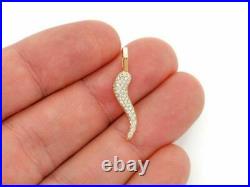 1.20Ct Diamond Italian Horn Amulet Pendant With Free Chain 14K Yellow Gold Over