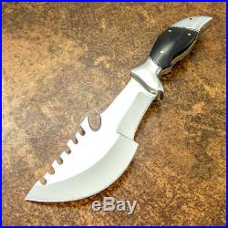1-of-a Kind Custom Handmade D-2 Tool Steel Bull Horn Tracker Knife With Sheath