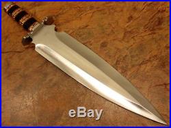 1-of-a Kind Custom Made D2 Tool Steel Bull Horn Dagger Hunting Bowie With Sheath