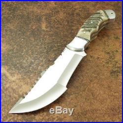 1-of-a Kind Custom Made D2 Tool Steel Ram Horn Tracker Knife With Leather Sheath