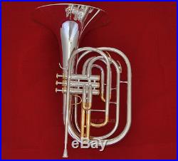 10% OFF Pro Silver Plated Marching French horn gold plated valves cup With Case