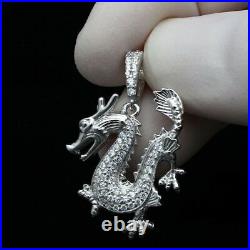 10K Solid Gold Finish and Diamond 1.00 Carat Dragon Pendant with Free Chain