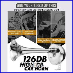 10X12V 126DB Car Universal Super Loud Air Horn Chrome Tracheal with Bracke N9Z1