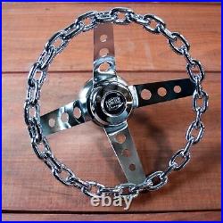 11 Chrome Chain Steering Wheel with Horn Button 3 Hole