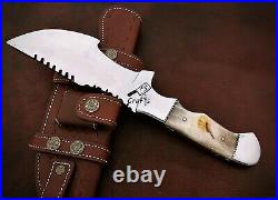 12 Custom Handmade D2 Steel Hunting Tracker Knife Ram Horn Handle with Sheath