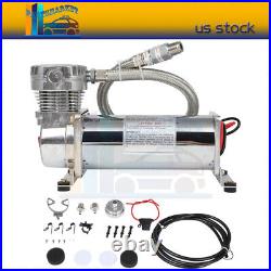 12Volt Air Compressor Kit Horns Air Horn Air Suspension Kit Silver with 3/8 NPT