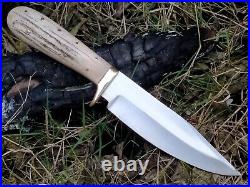 13 Long Full Tang Handmade Fixed Blade Hunting Bowie Knife With Stag Horn Handl