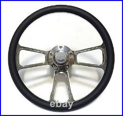 14 Billet & Black Leather Steering Wheel with Chevy Super Sport SS Horn