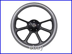 14 Billet Black Muscle Half Wrap Steering Wheel With Chevy Horn Button