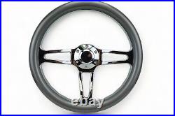 14 Chrome Classic 3 Spoke Half Wrap Steering Wheel With Horn Button 6 Hole