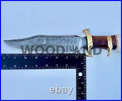 14 Custom Handmade Damascus Steel Bowie Knife Stag Horn Style Leather Sheath