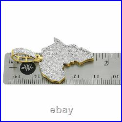 14K Yellow Gold Over Diamond Africa Country Map Pendant Charm. 90 Ct With Chain