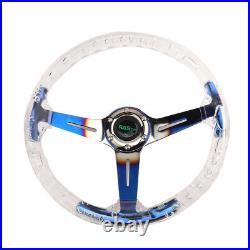 14in Acrylic Transparent Steering Wheel with Silver Quick Release Adapter