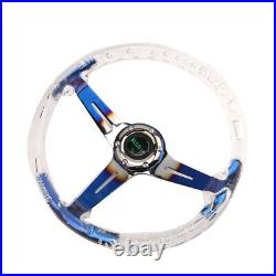 14in Acrylic Transparent Steering Wheel with Silver Quick Release Adapter