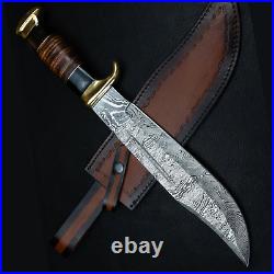 15 Bowie Knife Custom Damascus Hunting Bowie Knife free Shipping with Sheath