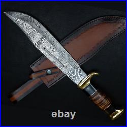 15 Bowie Knife Custom Damascus Hunting Bowie Knife free Shipping with Sheath