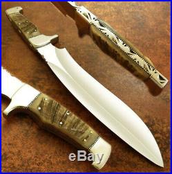 15 Custom Handmade D 2 Steel Hunting Bowie Knife With Leather Sheath