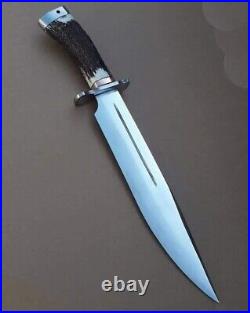 15 Handcrafted Chrome Knife with Steel Guard and Horn Handle