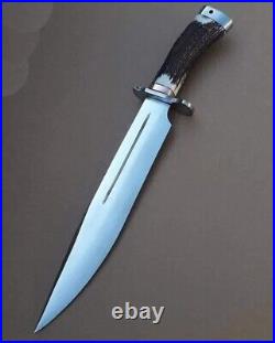 15 Handcrafted Chrome Knife with Steel Guard and Horn Handle