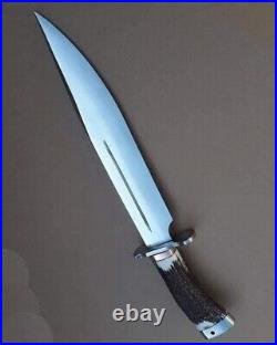 15 Handcrafted Chrome Knife with Steel Guard and Horn Handle