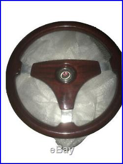 15 Inch Silver- Custom Mahogany Wood Steering Wheel-with Horn