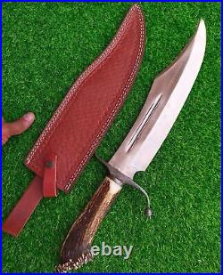 15 New Handmade Custom Hunting Bowie Knife, D2 Tools Steel Blade With Stag Horn