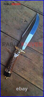 15 Premium Hand Forged J2 Steel Hunting Bowie Knife Stag & Bull Horn Handle