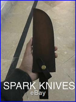 15'' Spark Custom Extreme Survivor Bowie Hunting Knife With Leather Sheath