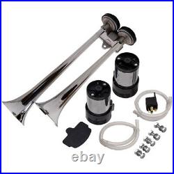 150DB Air Horn Dual Trumpet With Air Compressor For Car High Quality Silver