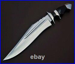 17 Bull Horn Handle D2 Steel Handmade Fixed Blade Hunting Bowie Knife