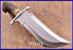 17Custom Handmade Carbon Steel Bowie knife With Brass Guard & Stag Horn Handle