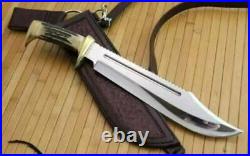 18 Crocodile Dundee Replica Knife With D2 Tools Steel Blade And Stag Handle