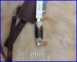 18 D2 Stainless Tool Steel Crocodile Dundee Knife With Stage Horn Handle