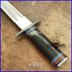 18 Fanum Custom Made D-2 Tool Steel Bull Horn Hunting Bowie Knife With Sheath