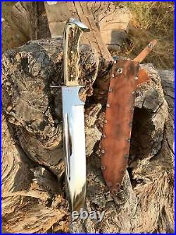 18 Handmade D2 Steel COmbat Hunting Bowie Knife Stag horn Handle With Sheath