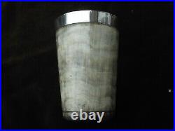 1839 large Silver and Horn beaker with hallmarks, 12cms high 245 grams