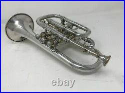 1890 John Heald Cornet Springfield MA with case Vintage Silver Brass Horn