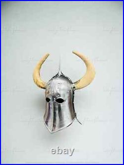 18GA Medieval DARK LORD, Fantasy Helmet With Horns With Leather Liner