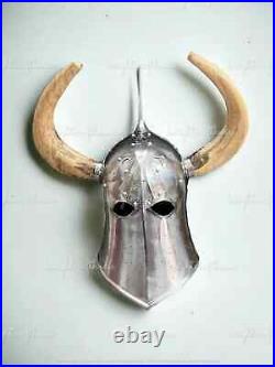 18GA Medieval DARK LORD, Fantasy Helmet With Horns With Leather Liner