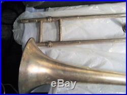 1900's SILVER TROMBONE REVELATION FRANK HOLTON Horn with #1 MOUTHPIECE & CASE