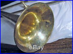 1900's SILVER TROMBONE REVELATION FRANK HOLTON Horn with #1 MOUTHPIECE & CASE