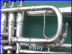 1907 Conn Conn-Queror Cornet with Case Silver & Gold vintage brass horn