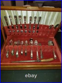 1920s Set of 8 Antique Flatware Set + Elk Horn Knife Sharpener with Silver Mount