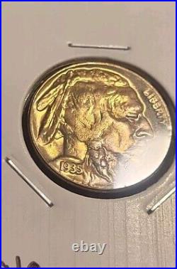 1935 D Buffalo nickel 5C with beautiful golden album toning FULL HORN