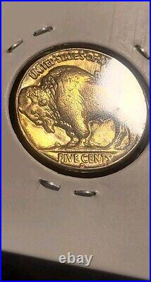 1935 D Buffalo nickel 5C with beautiful golden album toning FULL HORN