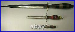 1940's FIXED BLADE DAGGER KNIFE lot/3 with SHEATH, JUAREZ MEXICO solid conditio