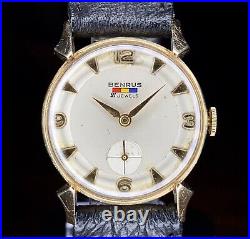1950s gents 14k Gold Benrus watch with horn lugs, serviced, DN 411 / ETA 1281