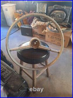 1957 Chevy 150 Series Nice Steering Wheel & Horn Cap With Retainer